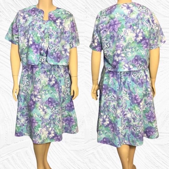 70’s Vintage Watercolor Floral Dress By California Looks - Picture 2 of 7